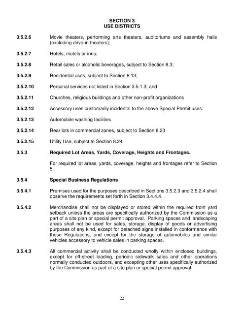 TOWN OF GRANBY ZONING REGULATIONS TABLE OF CONTENTS