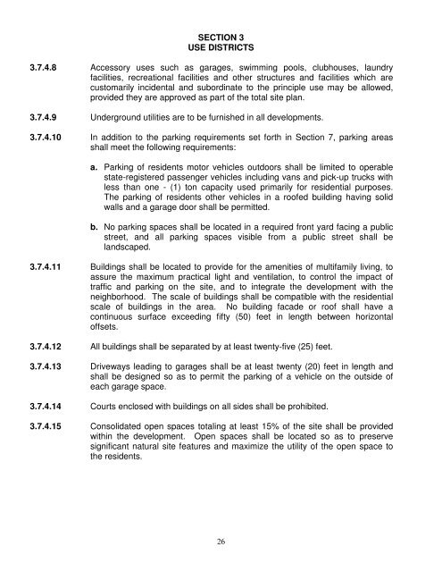 TOWN OF GRANBY ZONING REGULATIONS TABLE OF CONTENTS