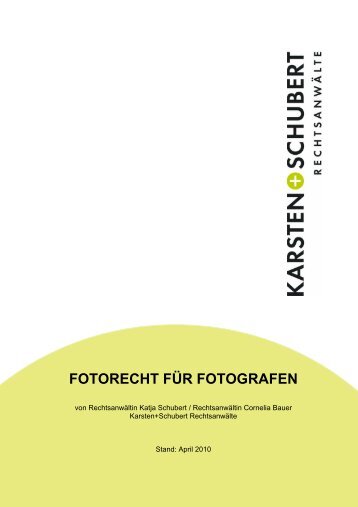 Fotorecht für Fotografen - Karsten  + Schubert