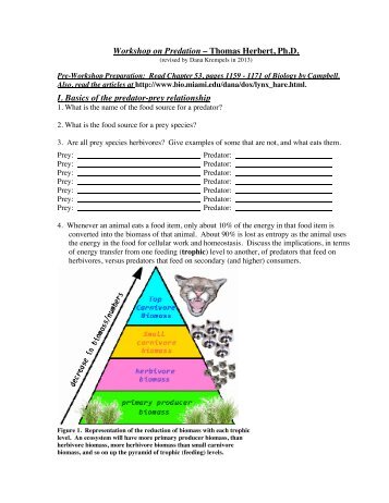 Workshop on Predation Ã¢Â€Â“ Thomas Herbert, Ph.D. I. Basics of the ...