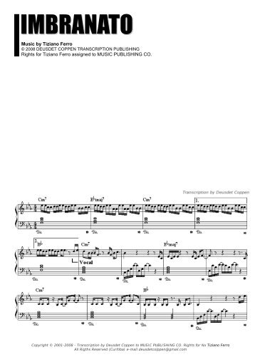 Music by Tiziano Ferro Rights for Tiziano Ferro assigned ... - Cifra Club