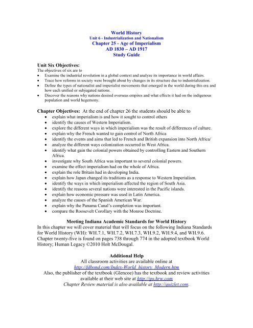 World History Chapter 25 Age Of Imperialism Ad 1830 A Ad