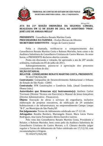 ata da 21Âª sessÃ£o ordinÃ¡ria da segunda cÃ¢mara, realizada em 12 ...