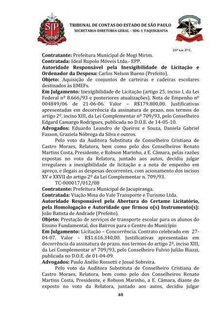 ata da 21Âª sessÃ£o ordinÃ¡ria da segunda cÃ¢mara, realizada em 12 ...