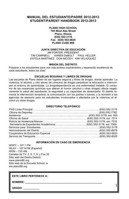 PHS_Final_Handbook_2012-2013 Spanish - Plano School District
