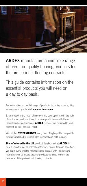 FLOORING CONTRACTOR PRODUCT GUIDE - ARDEX UK Ltd.