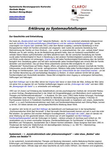 Erklärung zu Systemaufstellungen - Claro Karlsruhe