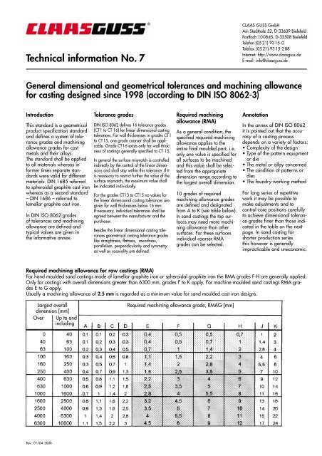 Iso 8062 Tolerance Chart