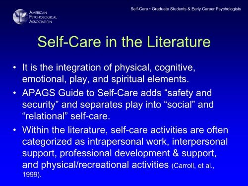 Self Care & Psychologists - American Psychological Association