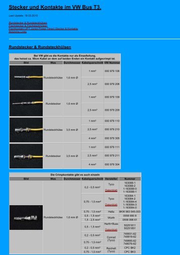 Stecker und Kontakte im VW Bus T3. - audidrivers â¢ 'DAS'