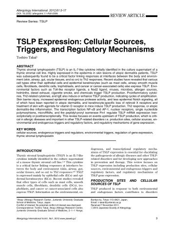 TSLP Expression - Allergology International