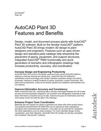 AutoCAD Plant 3D Features and Benefits - D3 Technologies