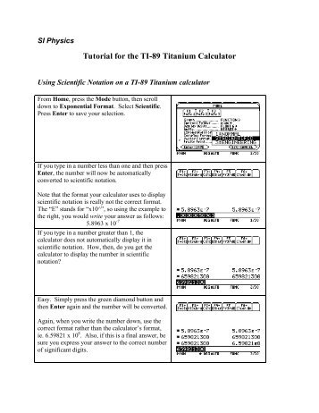 Tutorial for the TI-89 Titanium Calculator - IMSA