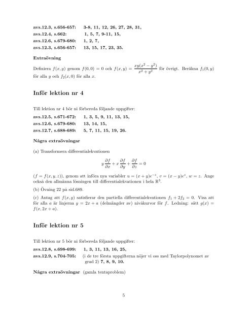 Flervariabelanalys - Matematiska institutionen - Uppsala universitet