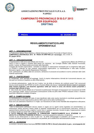 Regolamento Campionato Provinciale di Drifting - FIPSAS Napoli