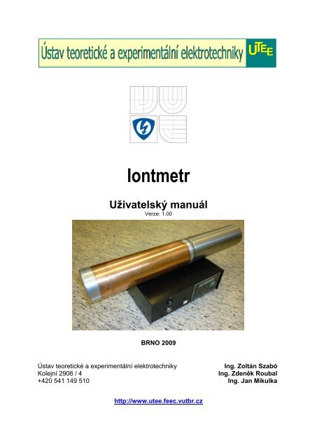 3. Postup k mÄÅenÃ­ koncentrace vzduÅ¡nÃ½ch iontÅ¯ - UTEE