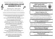 KIRCHENMUSIKALISCHE ANGEBOTE 2012 Weihnachts-Oratorium