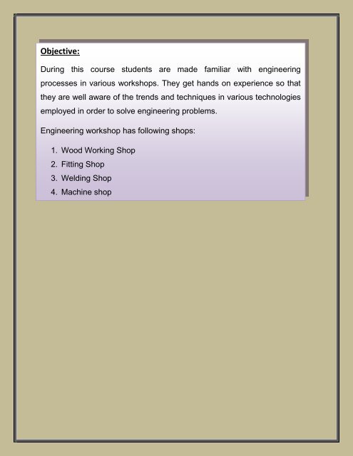 Engineering Work-Shop - SZABIST