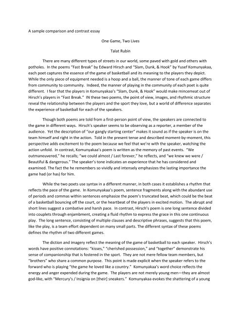 compare and contrast essay college