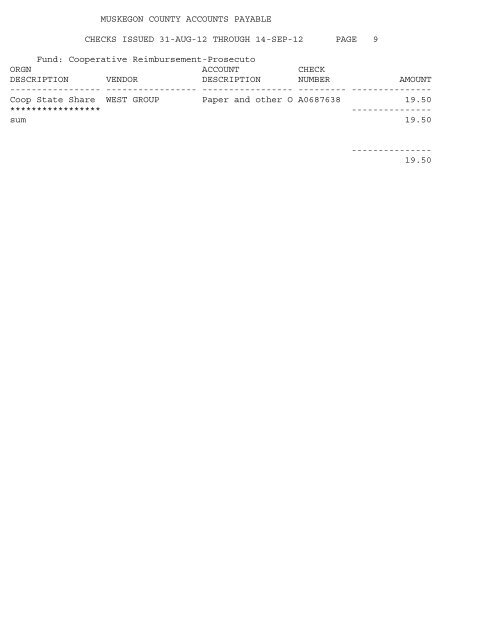 Accounts Payable Covering the Period 9-01-12 ... - Muskegon County