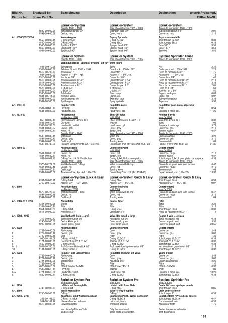 Ersatzteil-Preisliste Spare parts list Catalogue pièces détachées