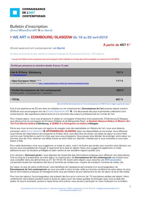 Bulletin d'inscription - Connaissance de l'Art Contemporain