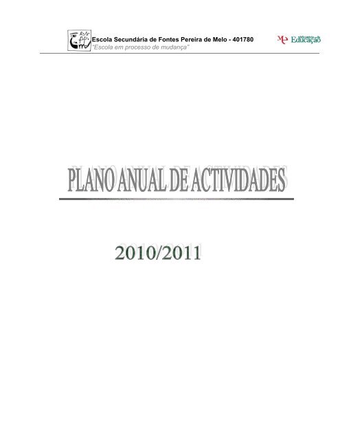 Plano Anual de Actividades - ES de Fontes Pereira de Melo