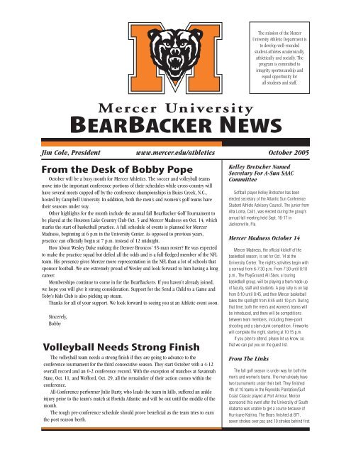 BEARBACKER NEWS - Mercer University