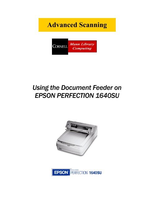 Using the Document Feeder on EPSON PERFECTION 1640SU ...