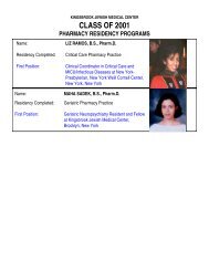 class of 2001 pharmacy residency programs