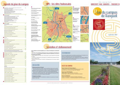 Plan du campus de Rangueil - Université Toulouse III - Paul Sabatier
