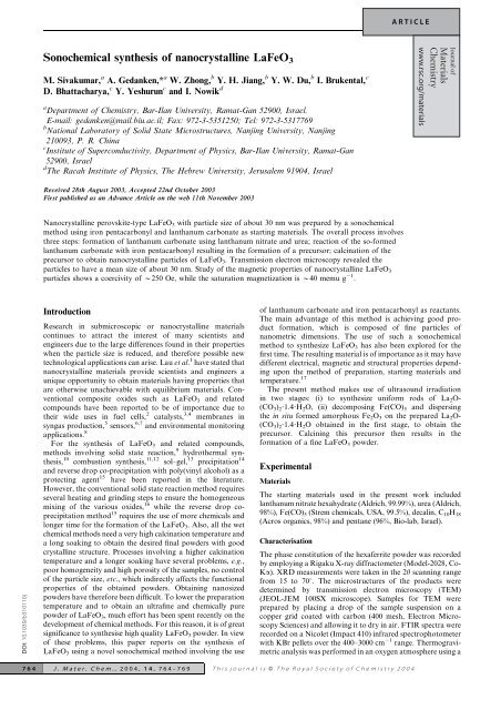 Sonochemical synthesis of nanocrystalline LaFeO 3 - ResearchGate