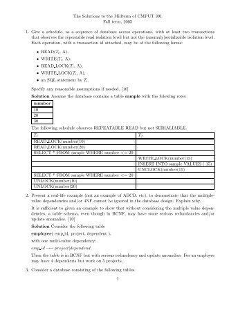The Solutions to the Midterm of CMPUT 391 Fall term, 2005 1. Give ...