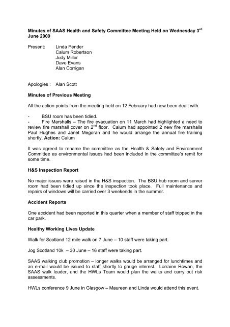 minutes-of-saas-health-and-safety-committee-meeting-held-on