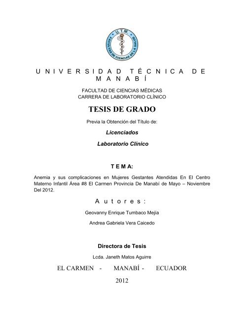 Tesis De Grado - Repositorio UTM - Universidad TÃ©cnica De ManabÃ­