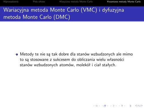Modelowanie molekularne - metody Monte Carlo
