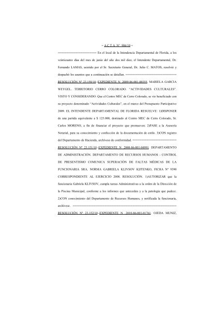 ACTA NÂº 986 - Intendencia Municipal de Florida