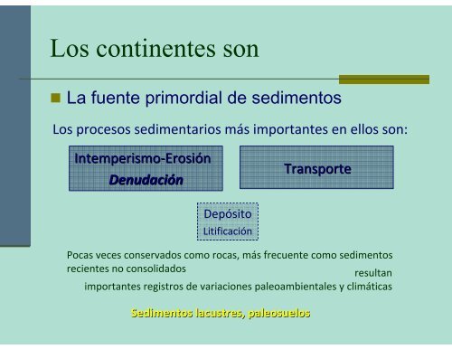 Continentes: fuentes de sedimento