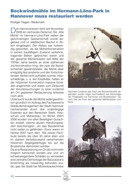 Der Bericht zur Mühle aus der Zeitschrift Mühlstein
