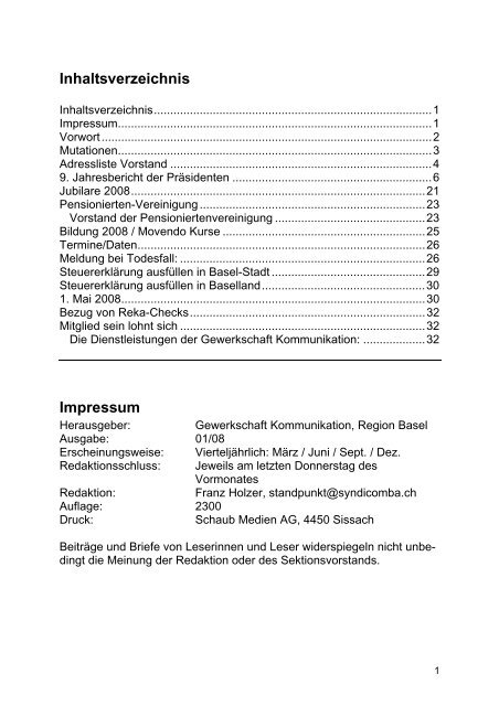 1 Mai 2008 Syndicom Region Basel