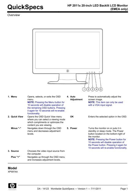 hp 2011x monitor driver download