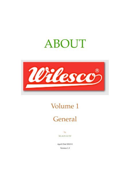 About Wilesco Volume I 10 04 23 - Klaus Dampfkeller