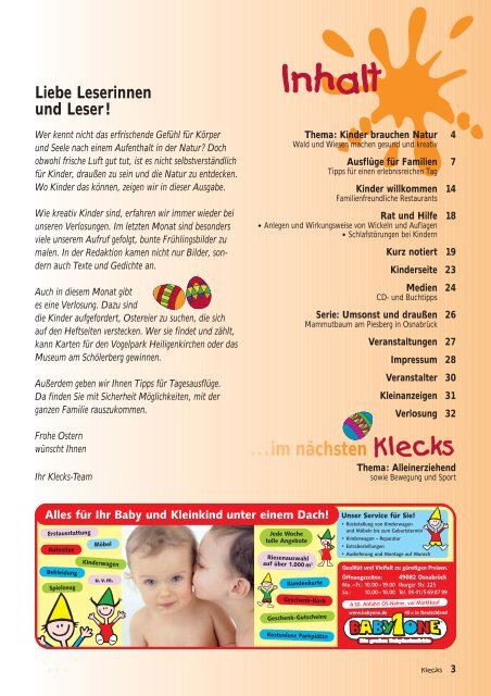 Thema: Kinder brauchen Natur - Klecks