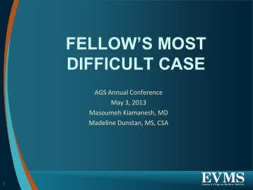 Most Difficult Case Conference - American Geriatrics Society