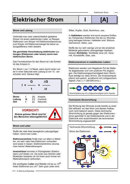 Elektrischer Strom I [A]