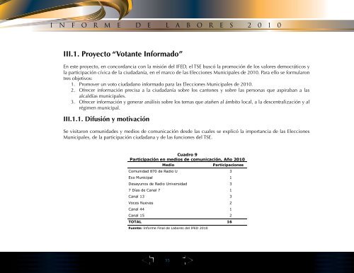 INFORME - Tribunal Supremo de Elecciones