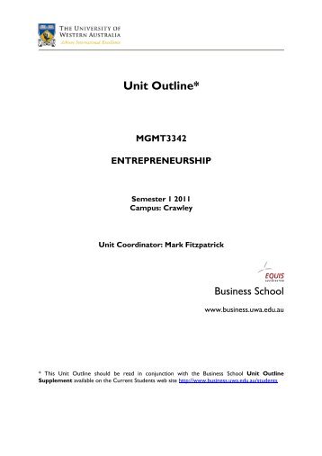 Unit Outline for MGMT3342_final - The University of Western Australia