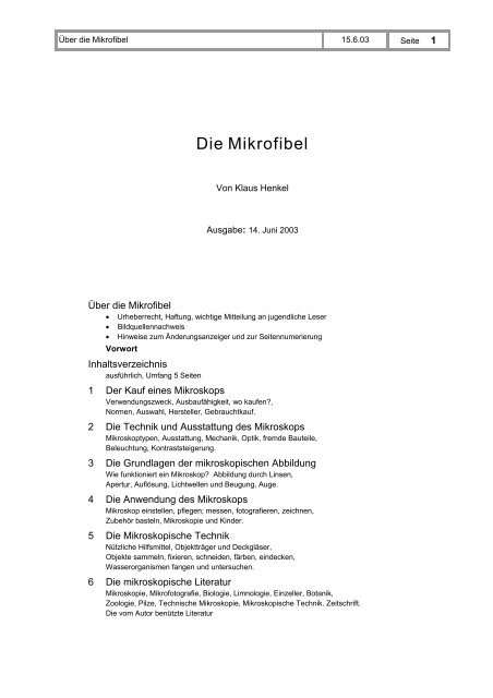 Die Mikrofibel - Naturkunde