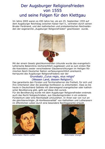 Die Folgen des Augsburger Religionsfrieden von ... - Klettgau-Historia