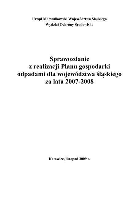 Sprawozdanie z realizacji Planu gospodarki odpadami dla ...